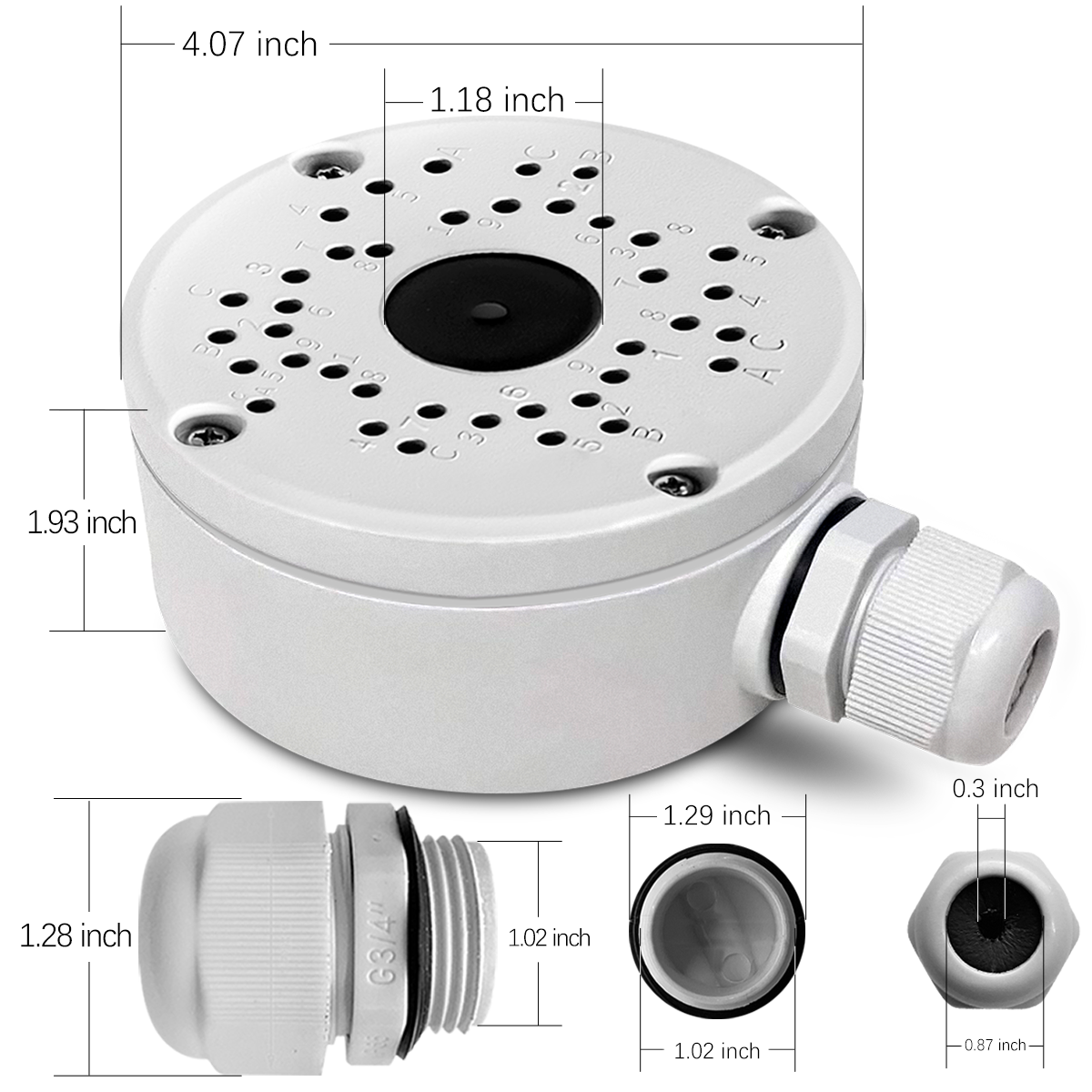 (New Upgrade) Security Camera Junction Box,Universal IP Camera Mount,Security Camera Bracket Outdoor,Metal Aluminum Waterproof