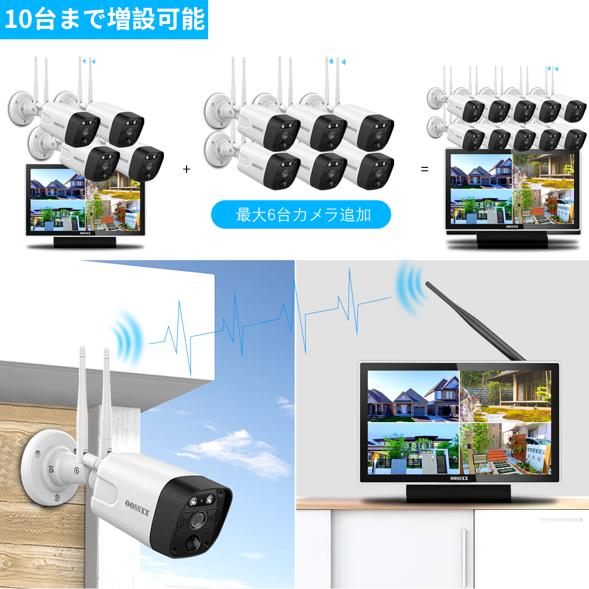 (All-in-One 5,0 MP PIR-Erkennung) 2-Wege-Audio-Doppelantennen-Sicherheitskamerasystem für den Außenbereich, kabellos mit Monitor, WiFi-Sicherheitssystem für zu Hause, 3K 5,0 MP Videoüberwachung