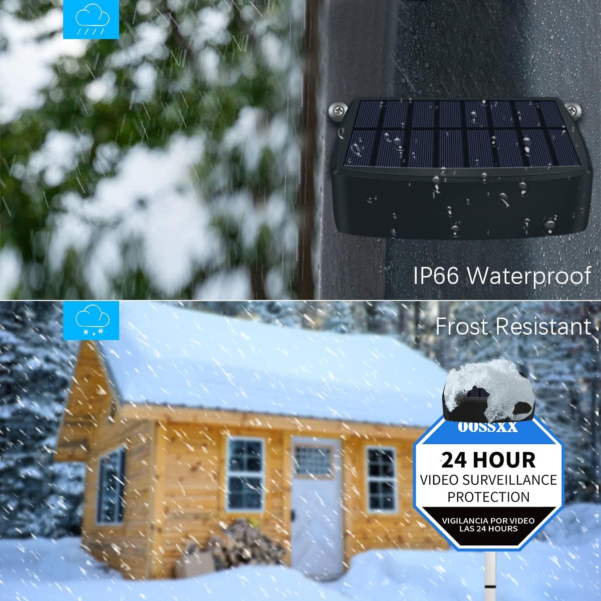 OOSSXX (Set of 2) Solar Power Deck LED Light Clip-On Yard Security Sign Spotlight (Large Capacity Battery, Max14 Hours Working)