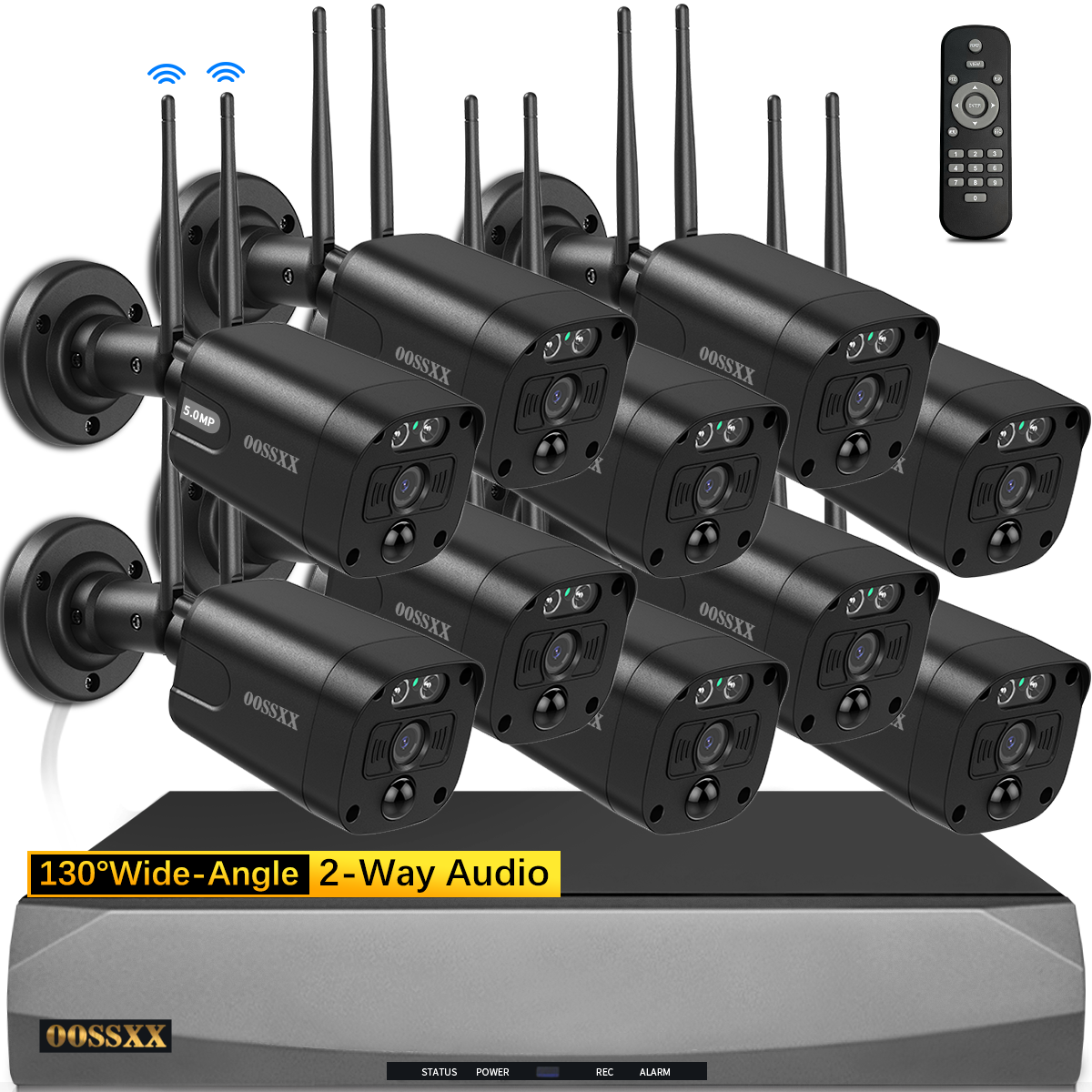 OOSSXX (2-Wege-Audio und PIR-Erkennung) 5MP-Sicherheitskamerasystem mit zwei Antennen für den Außenbereich, kabelloses WiFi-Sicherheitssystem für zu Hause, 3K-Videoüberwachung