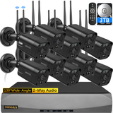 Load image into Gallery viewer, Black Dual Antennas 3K 5.0MP Wireless Surveillance Camera Monitor NVR Kits, 10 Pcs Outdoor WiFi Security Cameras