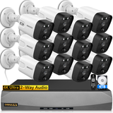 Load image into Gallery viewer, {4K/8.0 Megapixel &amp; 130° Ultra Wide-Angle} 2-Way Audio AI Detected POE Security Camera Systems, 12pcs 16 Channel Outdoor Surveillance Video System