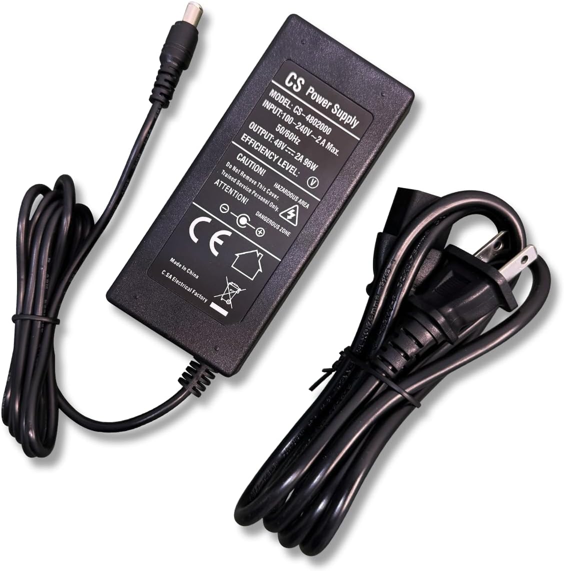 48 V 2 A Netzteiladapter kompatibel mit 8-Port-POE-NVR, AC 100–240 V auf DC 48 V 2 A Netzteil-Ladegerät NUR für OOSSXX-Sicherheitskamera