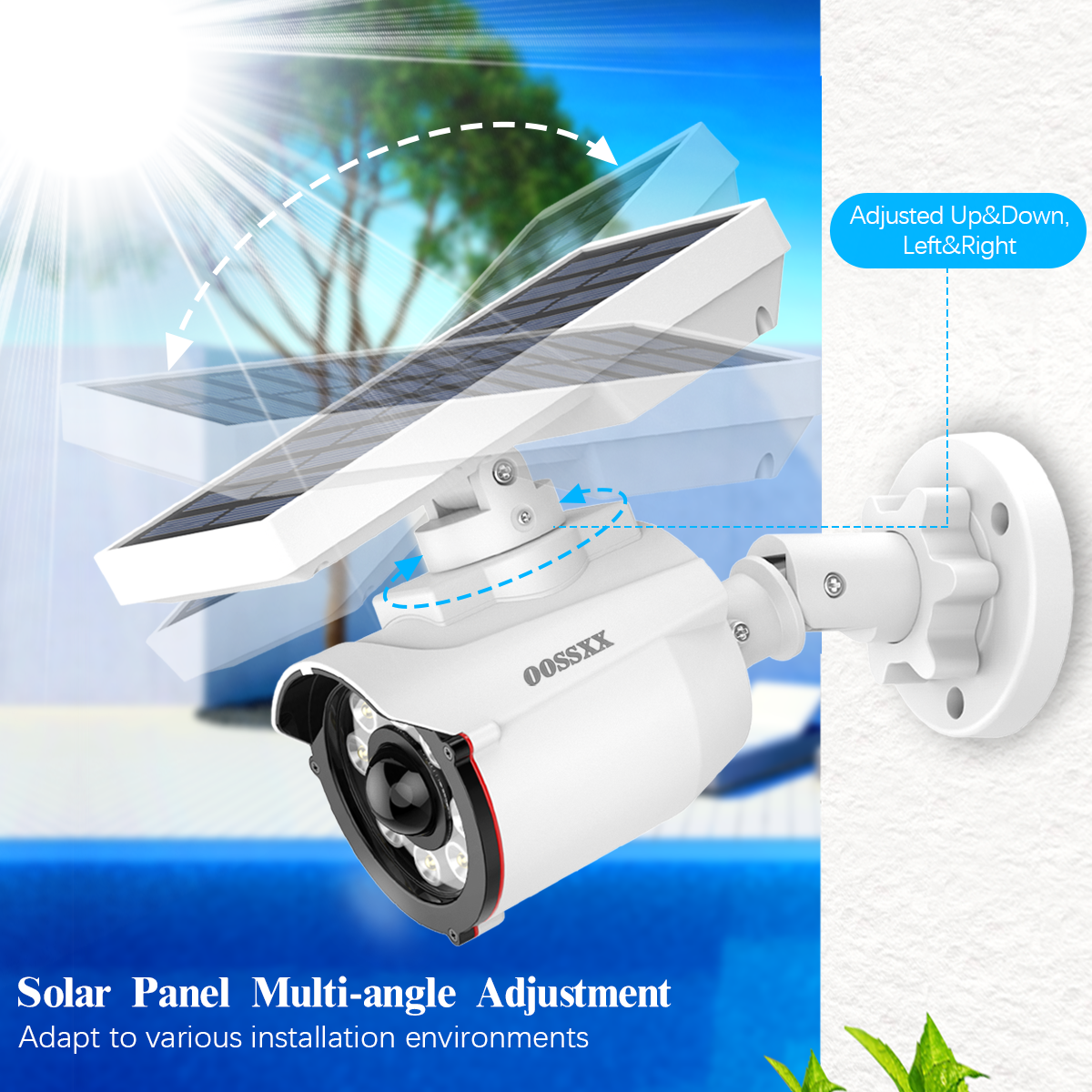 OOSSXX Wire Free Solar Motion Light Outdoor Motion Sensor Solar Powered Wireless Brightest Floodlights Spot Lighting Waterproof Spotlight Home Security LED Lights Activated Detector (4 Packs)