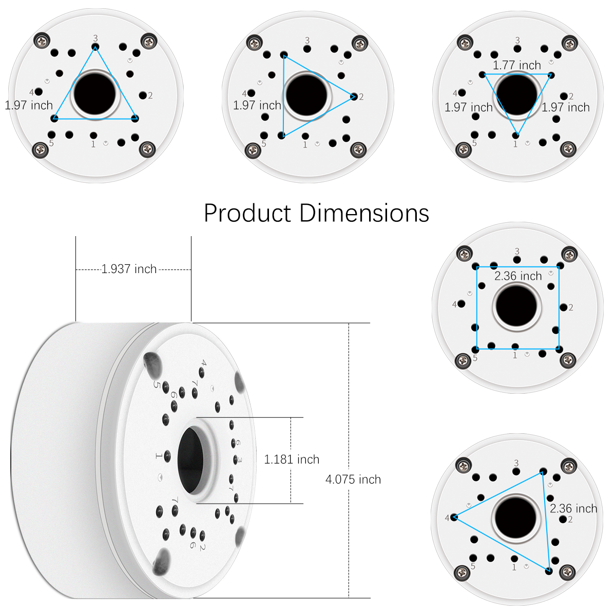 OOSSXX Junction Box Mount Bracket, Universal for Bullet Security Camera, Aluminum Waterproof Hide Cable Junction Box Compatible with Solar Panel, Fits Wall Ceiling