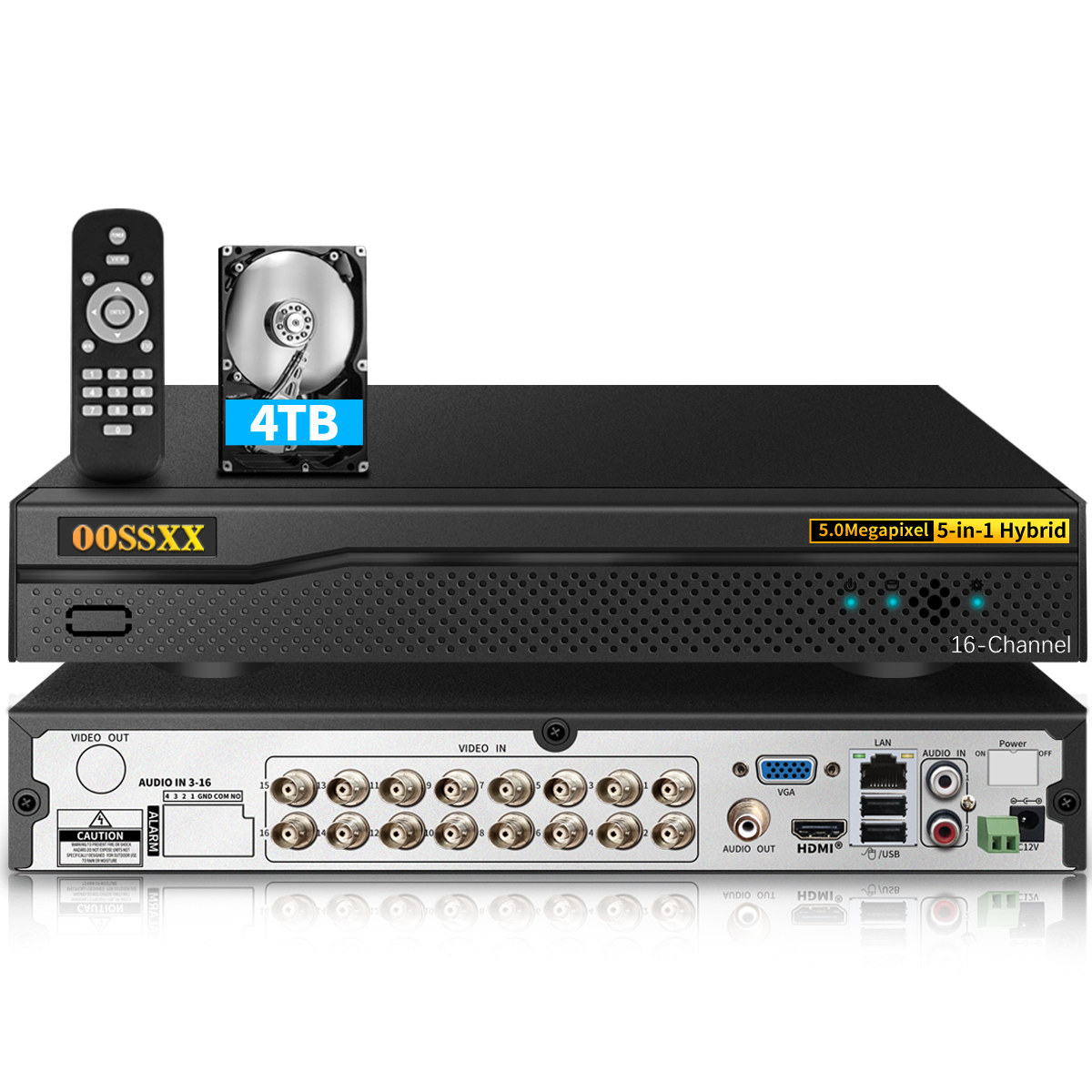16-Kanal-Hybridfunktion, 5-in-1-Digitalvideorecorder, 5,0 MP HD-Sicherheits-DVR-Recorder, AHD/Analog/TVI/CVBS/IP-Sicherheitskamerasystem, Videoüberwachung