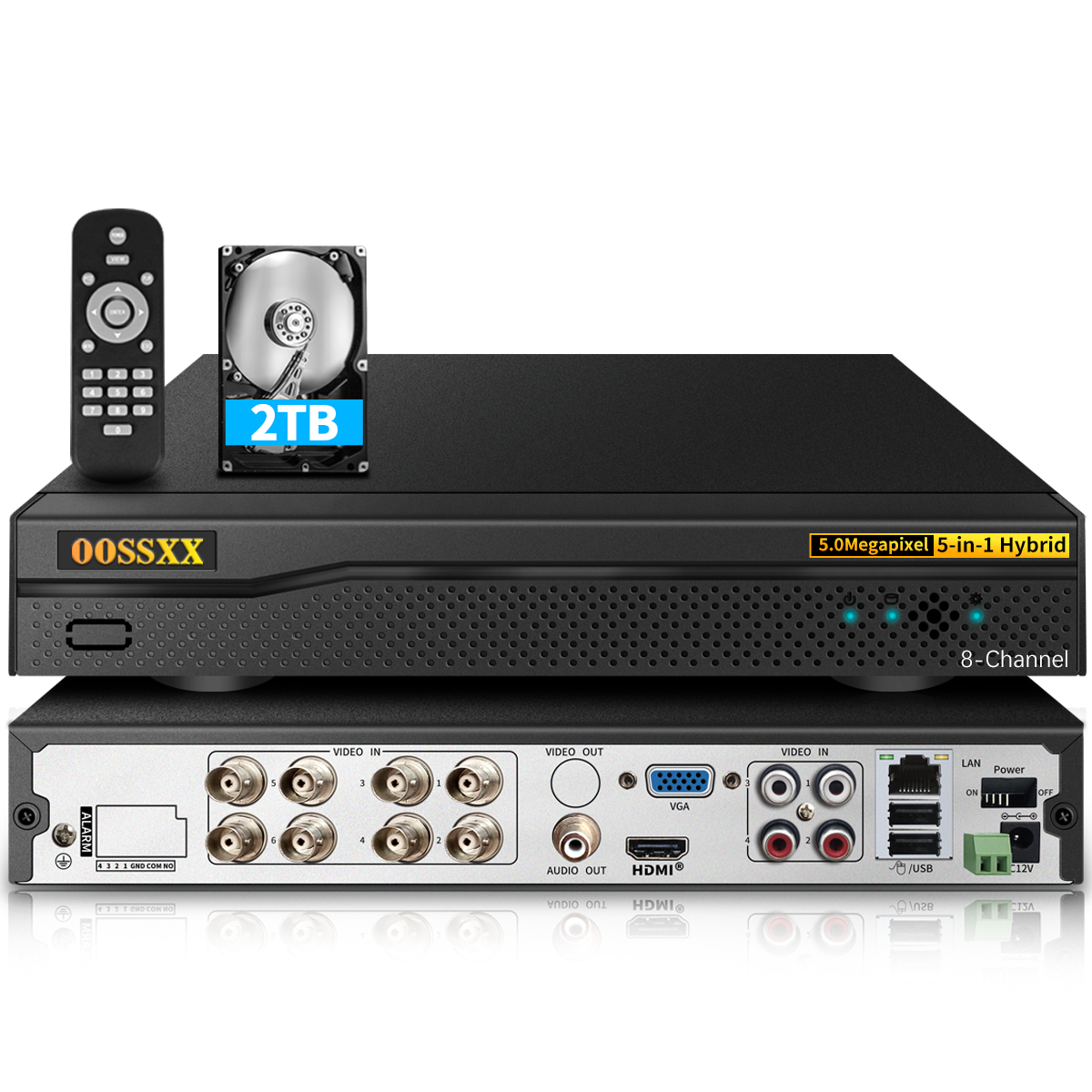 DVR 8-Kanal-Hybridfähigkeit 5-in-1 Digitaler Videorecorder 5.0MP HD Sicherheits-DVR-Recorder AHD/Analog/TVI/CVBS/IP Sicherheitskamerasystem Videoüberwachung