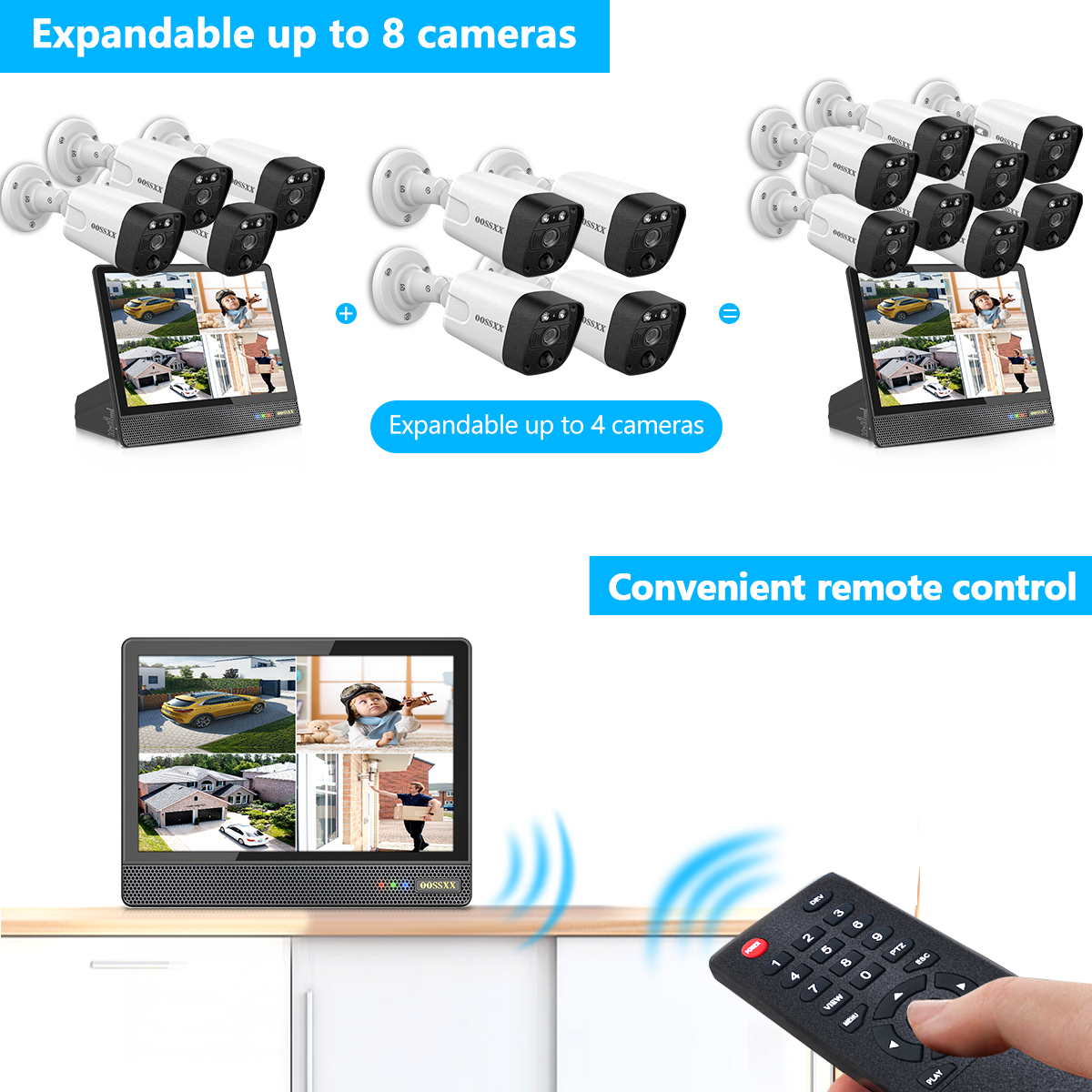 OOSSXX (All-in-One 10.1" IPS 8MP Monitor) 2-Way Audio PoE Outdoor Home Security Camera System Wired Outdoor Video Surveillance IP Cameras System (Enjoy $10 Off Instantly)