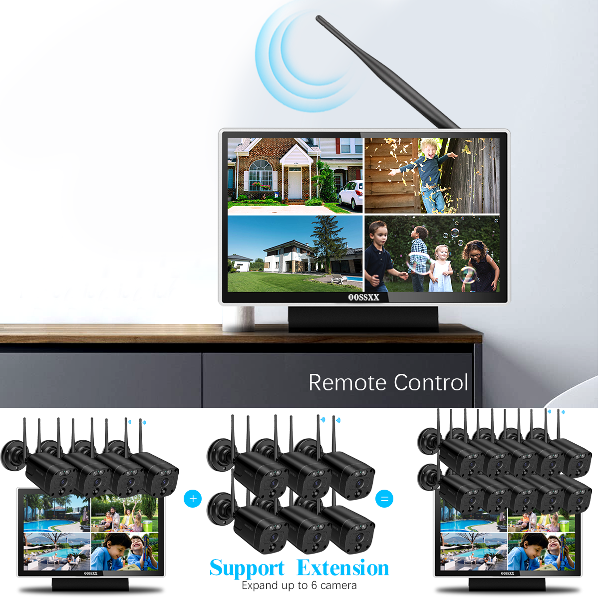 OOSSXX (2-Wege-Audio und PIR-Erkennung) 5MP-Sicherheitskamerasystem mit zwei Antennen für den Außenbereich, kabelloses WiFi-Sicherheitssystem für zu Hause, 3K-Videoüberwachung