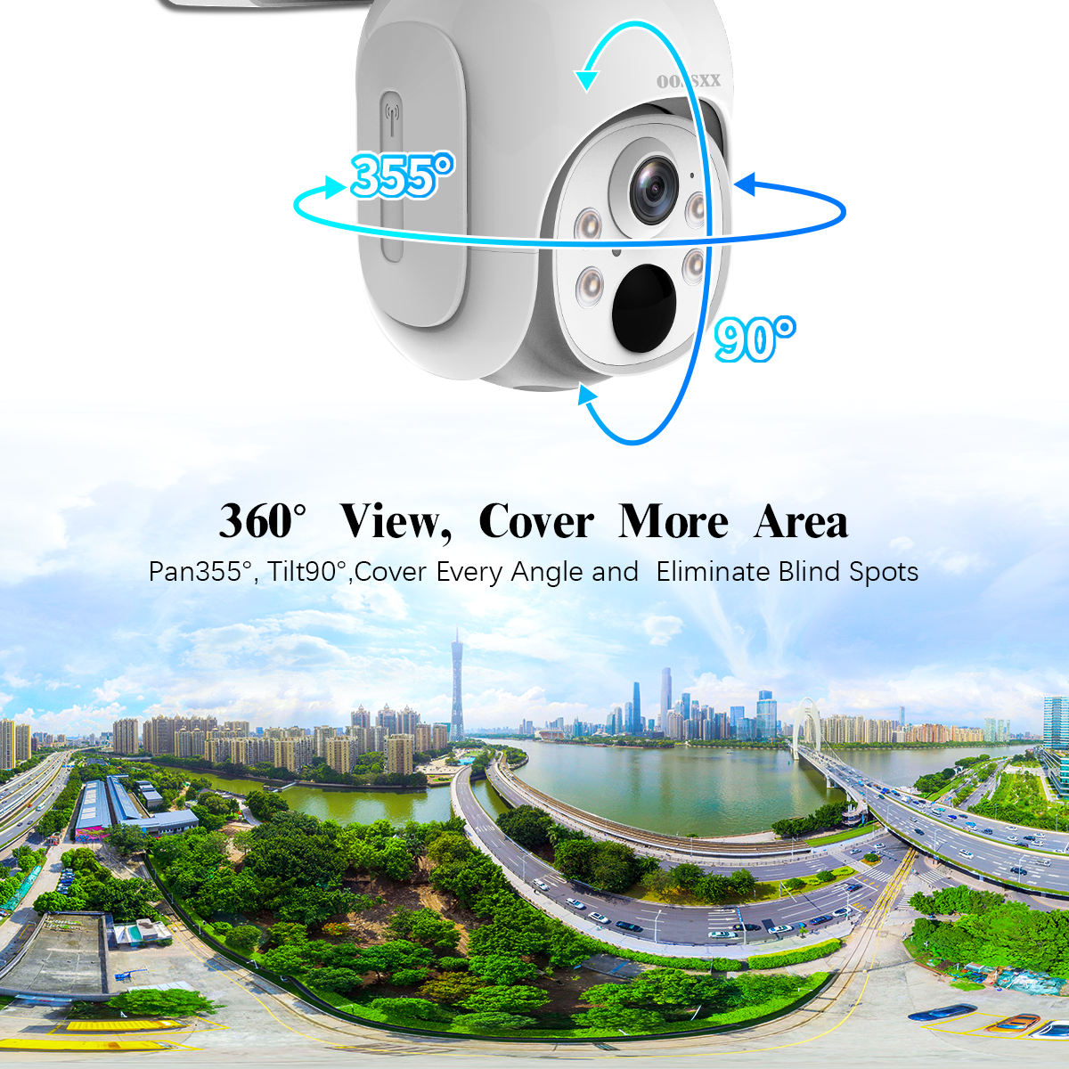 OOSSXX (PT Digital Zoom 100% Wire-Free) 2-Way Audio Wireless Solar Cameras, Solar Battery PIR Detection Outdoor Wireless Security Camera System Video Surveillance System