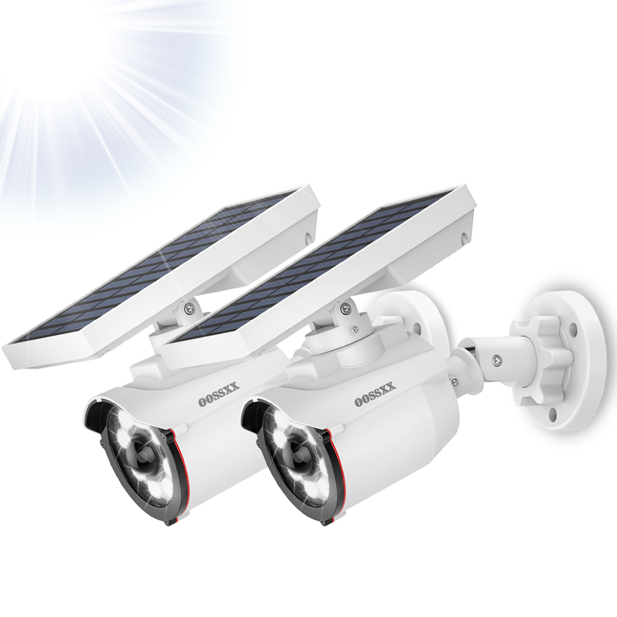 OOSSXX Wire Free Solar Motion Light Outdoor Motion Sensor Solar Powered Wireless Brightest Floodlights Spot Lighting Waterproof Spotlight Home Security LED Lights Activated Detector (2 Packs)