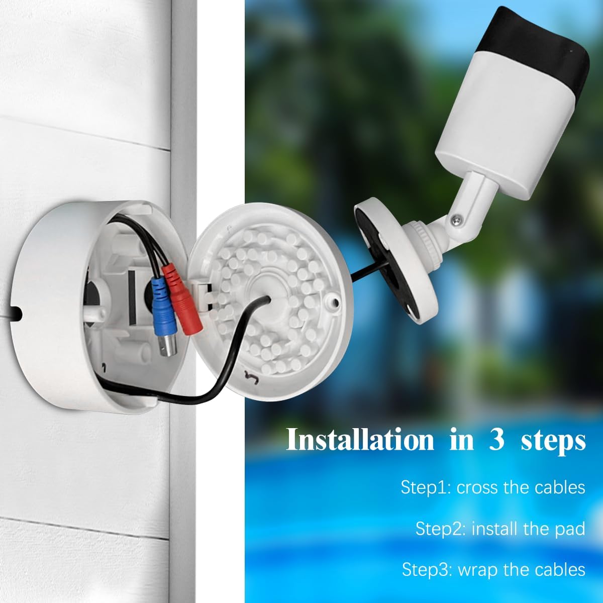 (ABS Neu) Anschlussdose für Überwachungskameras, wasserdichte Halterung für Überwachungskameras aus Kunststoff, Kabelanschlussdose für Arlo Solarpanel, Klappabdeckung, Kabelabdeckung