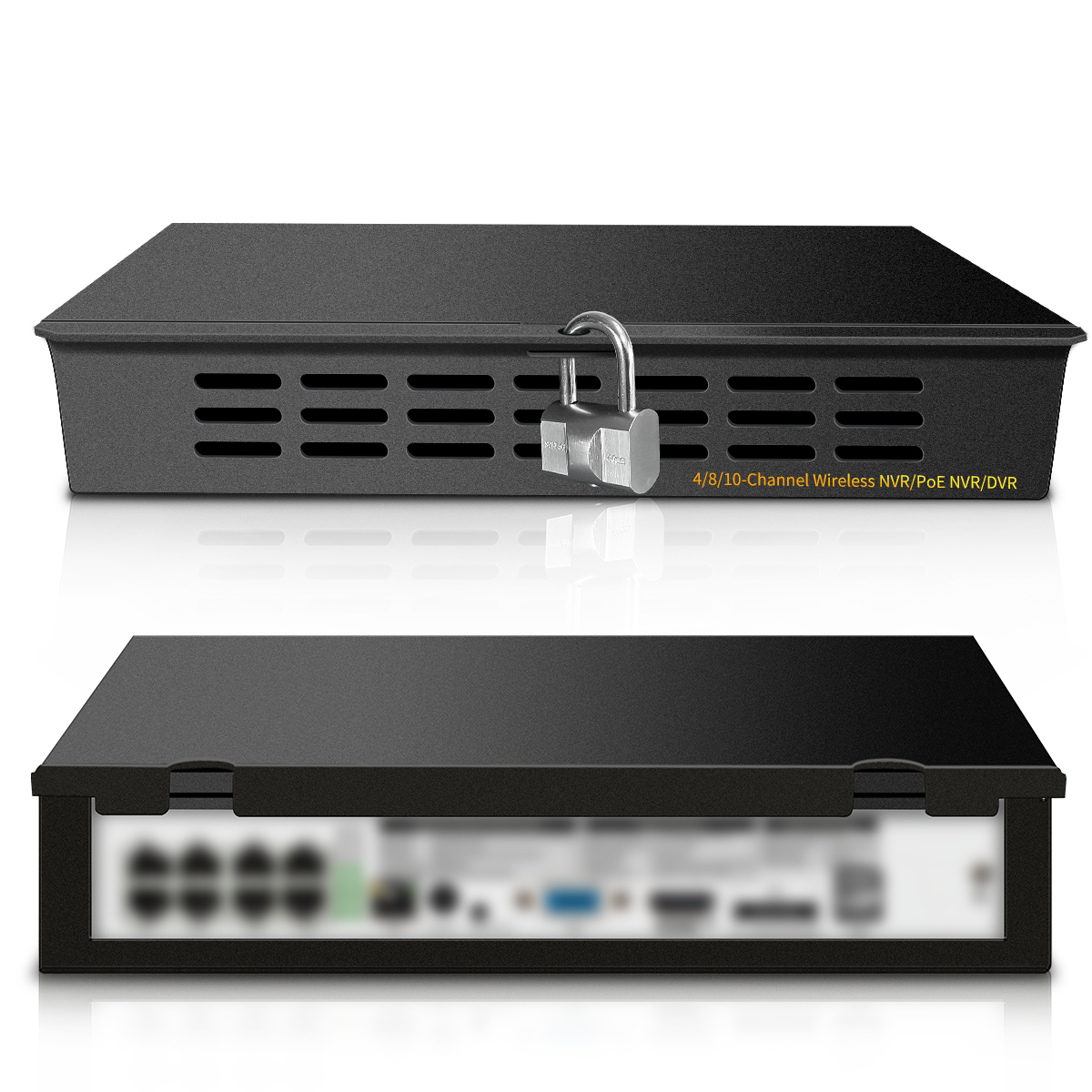 NVR/DVR Lock Box Heavy Duty Steel 9.13" x 10.7" x 2.48" for Wall or Floor Mount Enclosure, Metal Lockbox,Bulletproof-Grade Thick Steel Plate