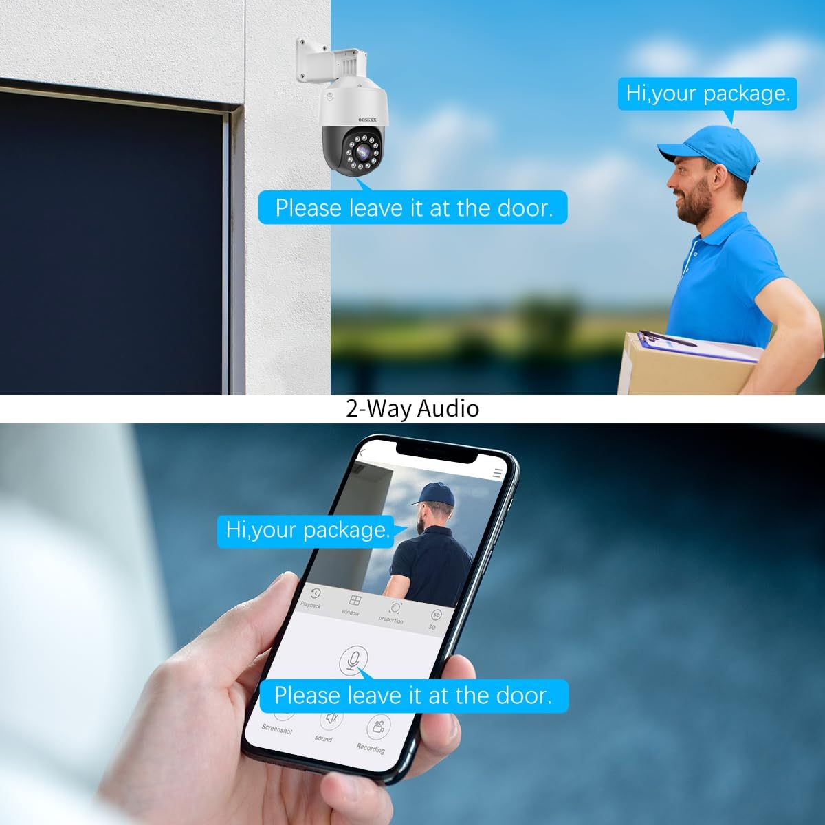 OOSSXX (4K/8,0 Megapixel und PTZ-Digitalzoom) 2-Wege-Audio-PoE-Sicherheitskamerasystem für den Außenbereich, kabelgebundenes IP-Kamerasystem zur Videoüberwachung im Außenbereich