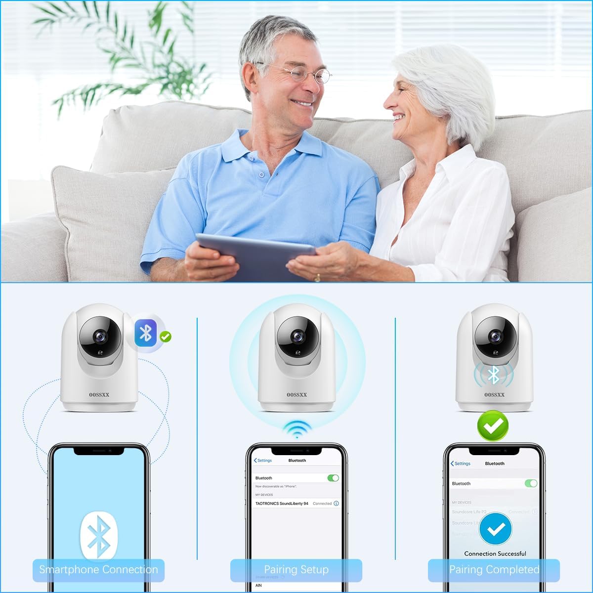 OOSSXX 2.7K 1944P 2-Way Audio Indoor Security Camera Video Baby Monitor and Pet Monitor Free App, PTZ Nanny Cam Smart Wireless Cameras 2-Way Talk for Home Video Surveillance
