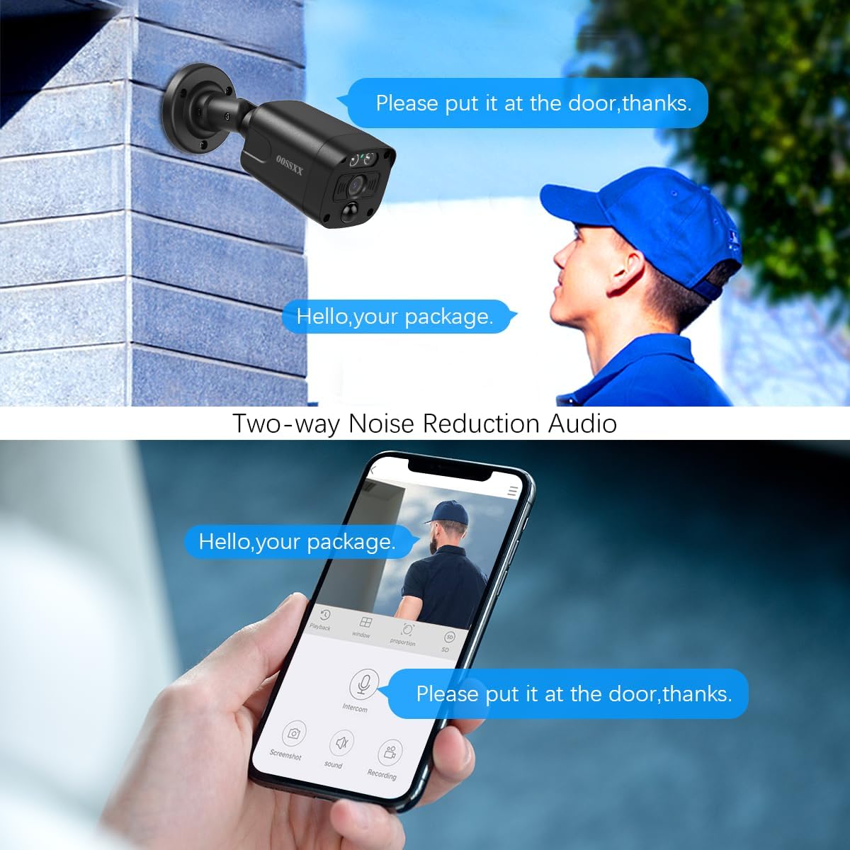 4k Security Camera System 2-Way Audio PIR Detection Dual