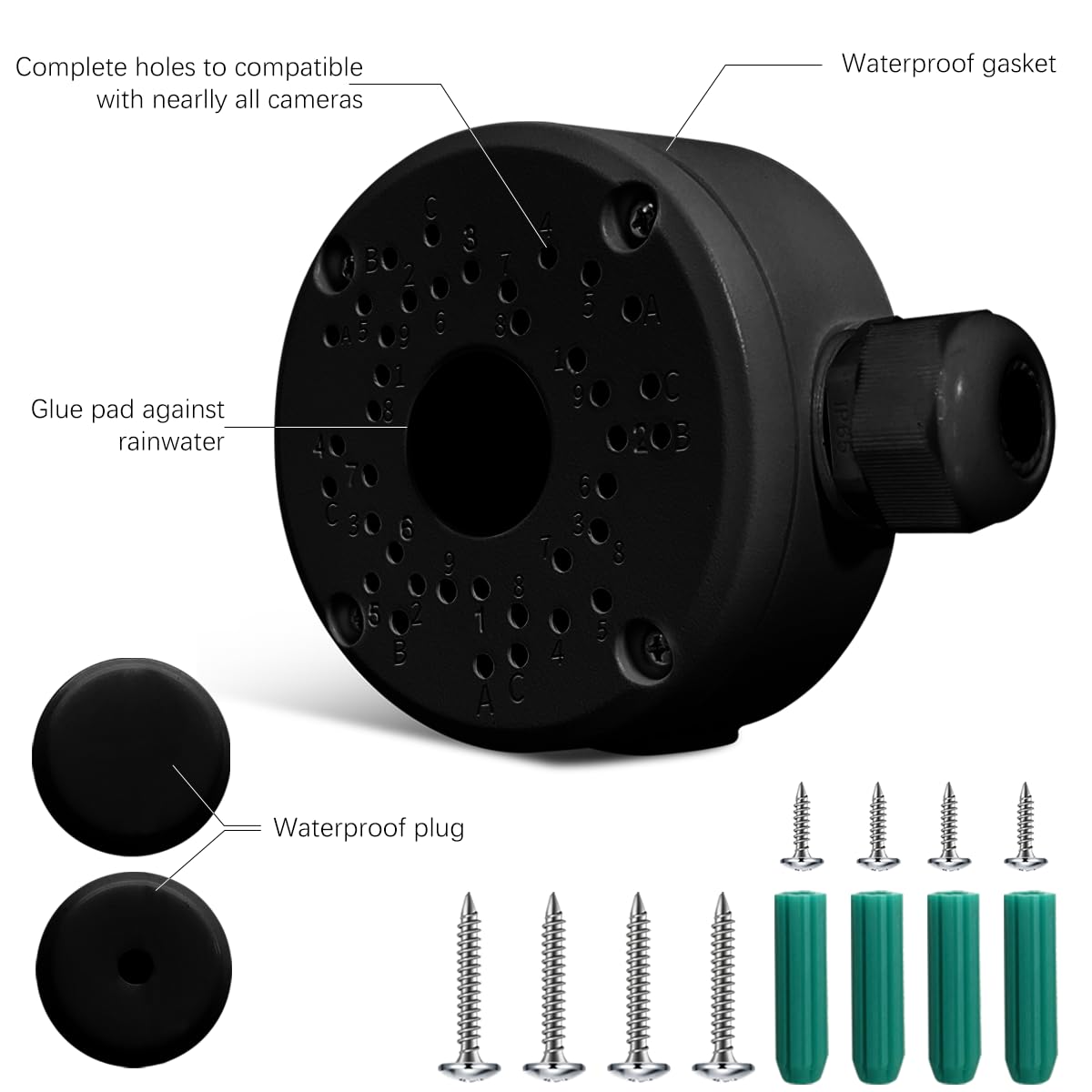 (Neues Upgrade) Anschlussdose für Überwachungskameras, universelle IP-Kamerahalterung, Halterung für Überwachungskameras für den Außenbereich, wasserdichte Überwachungskamerahalterung aus Metall und Aluminium, Blink-Kamerahalterung, neues Upgrade