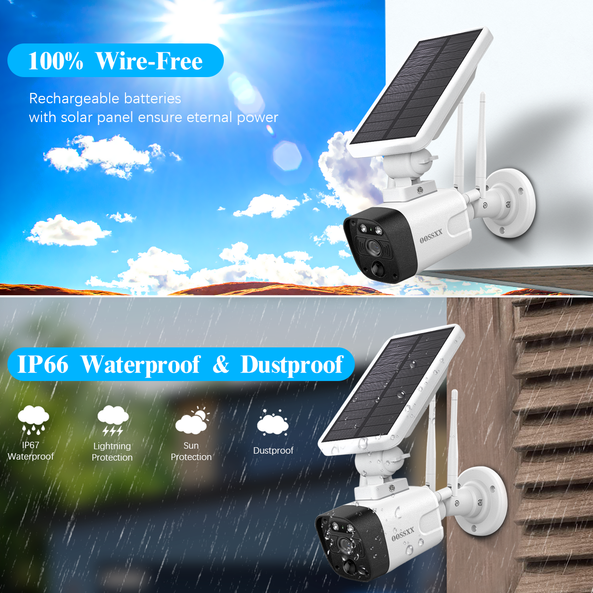 Solar Battery 100% Wire-Free 2-Way Audio 2-Antennas Enhance PIR Detection Outdoor Surveillance Camera System Solar Powered Battery Cameras System (Enjoy $20 Off Instantly)