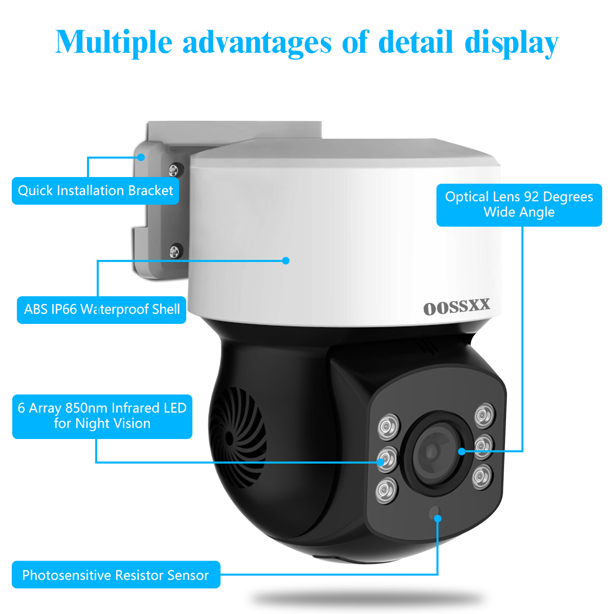 (360° PTZ Digital Zoom) Wired Security Camera System Outdoor Home Video Surveillance Cameras CCTV Outside Surveillance Video Equipment Indoor (Enjoy $10 Off Instantly)