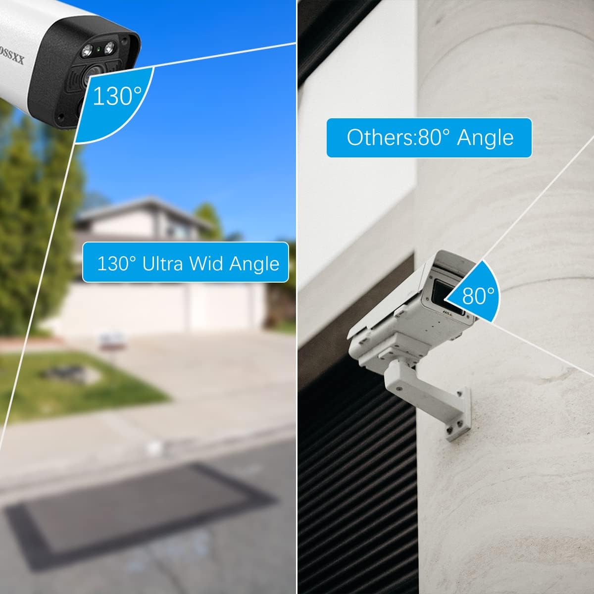 OOSSXX (100% Wire-Free Wireless Solar Cameras) 2-Way Audio 2-Antennas Enhance Battery Outdoor Wireless Security Camera System WiFi Battery Video Surveillance System
