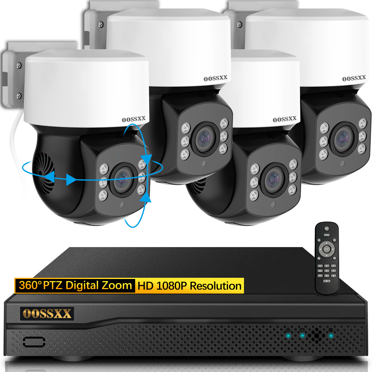 (360° PTZ Digital Zoom) Wired Security Camera System Outdoor Home Video Surveillance Cameras CCTV Outside Surveillance Video Equipment Indoor (Enjoy $10 Off Instantly)