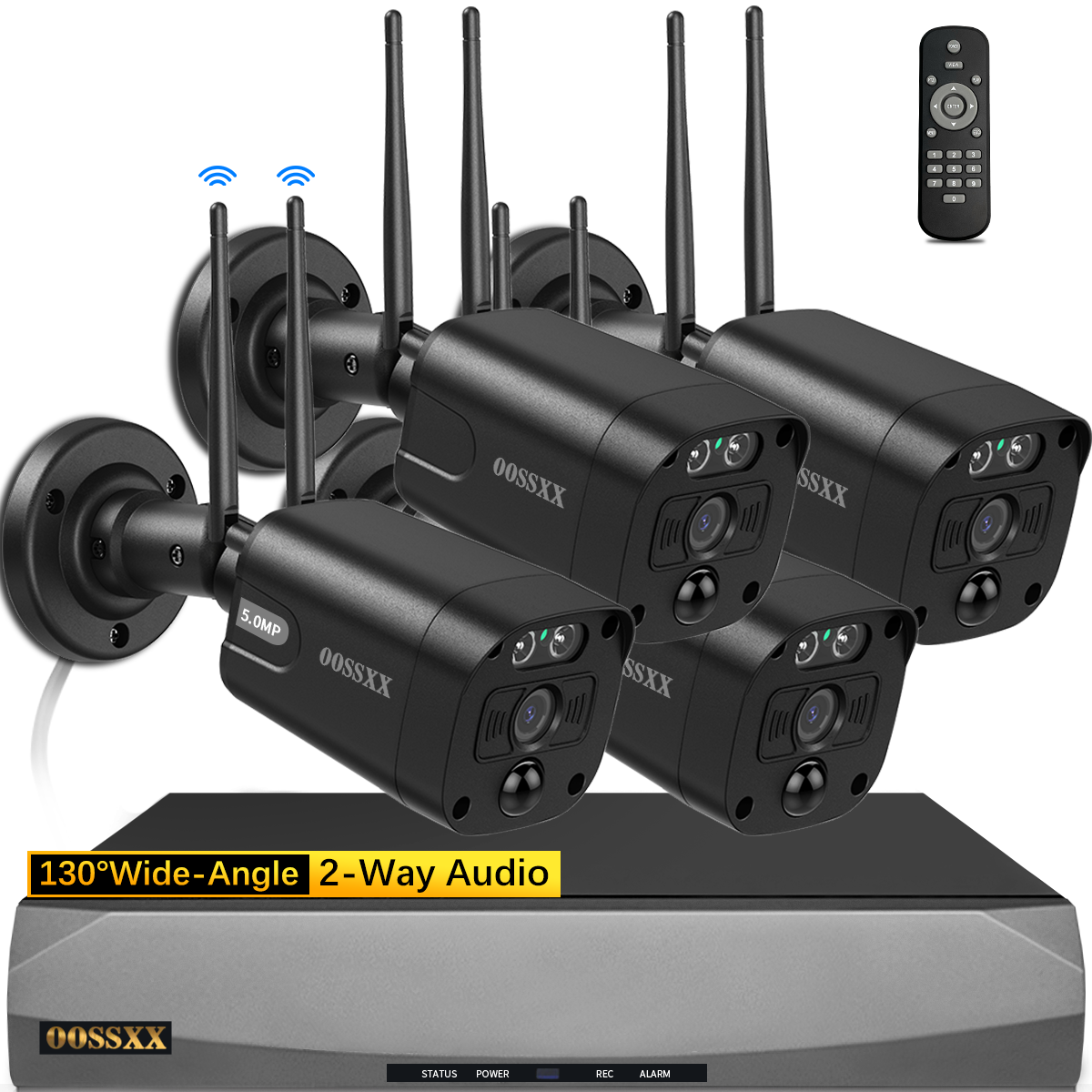 (5,5 MP und PIR-Erkennung) 2-Wege-Audio-Doppelantennen-Sicherheitskamerasystem mit drahtlosem Kamerasystem 3K 5,0 MP 1944P Drahtloser Videoüberwachungsmonitor NVR-Kits WiFi-Sicherheitskameras für den Außenbereich