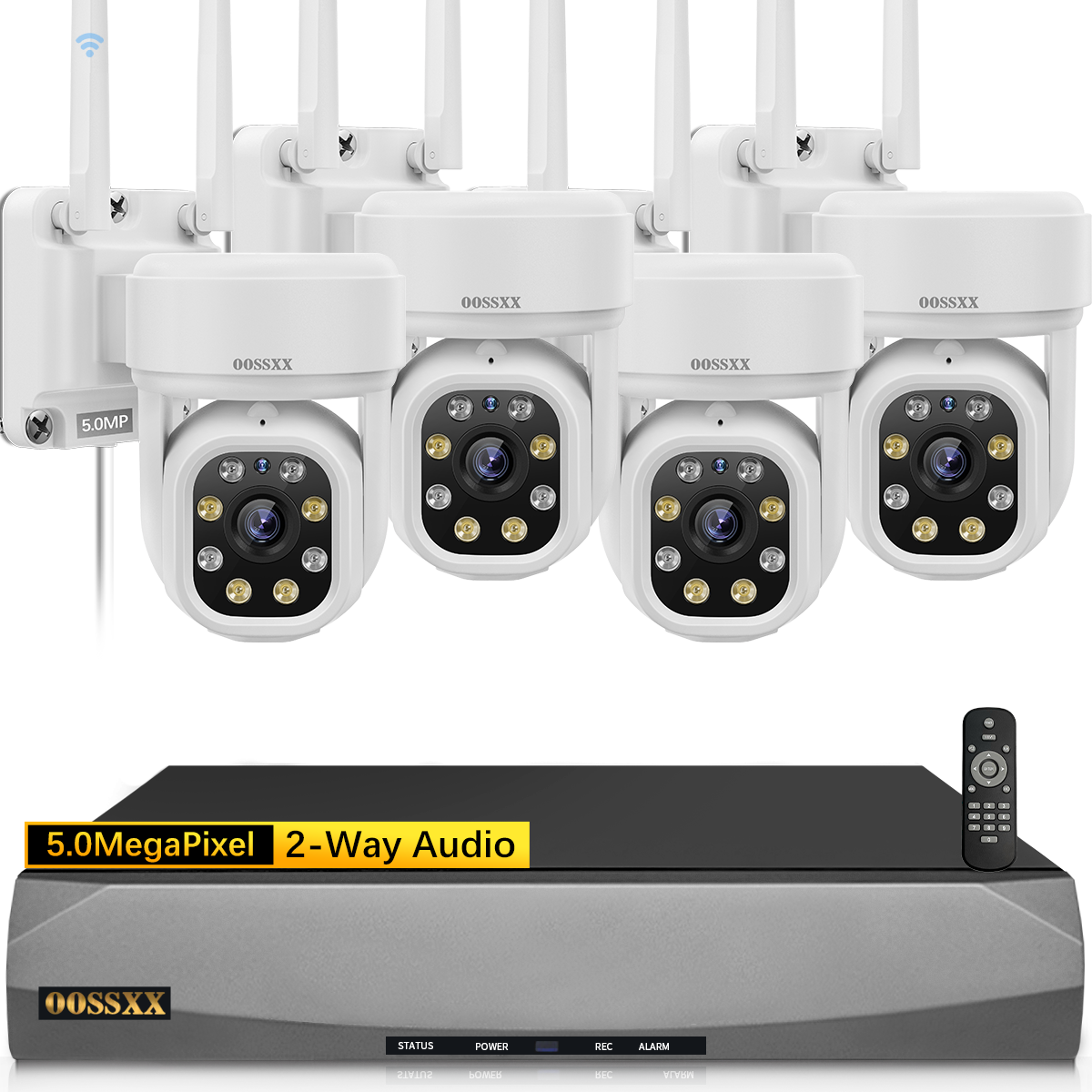(Automatische Videoverfolgung und 2-Wege-Audio) WiFi PTZ-Sicherheitskamerasystem für den Außenbereich Pan 5MP Drahtloses Kamerasystem 10-Kanal-NVR-Videoüberwachungs-DVR-Set