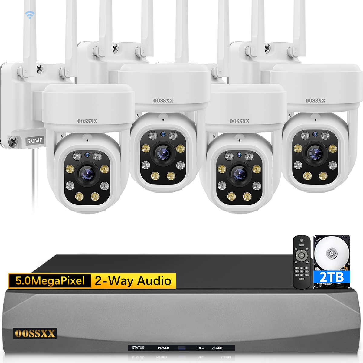 (Automatische Videoverfolgung und 2-Wege-Audio) WiFi PTZ-Sicherheitskamerasystem für den Außenbereich Pan 5MP Drahtloses Kamerasystem 10-Kanal-NVR-Videoüberwachungs-DVR-Set