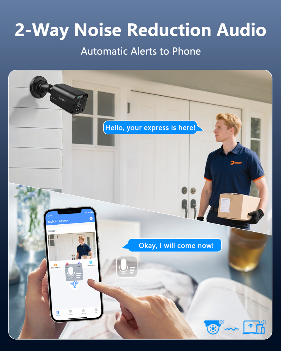 OOSSXX Black 4K PoE 6-Camera Security System | 8MP Wide-Angle 2