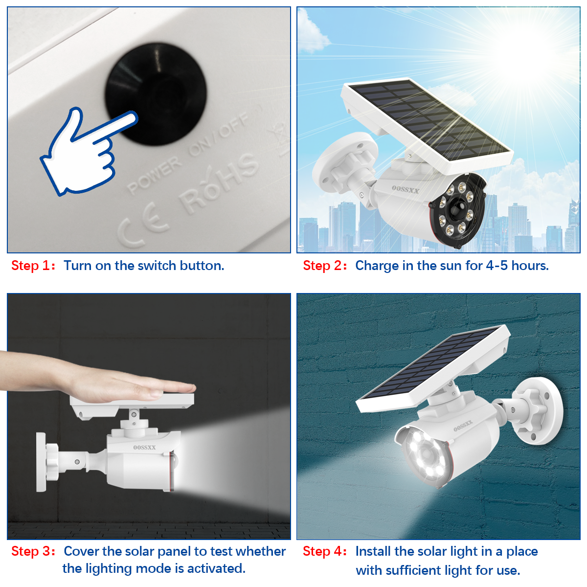{Kabelloses Solar-Bewegungslicht} Bewegungsmelder für den Außenbereich, solarbetrieben, kabellose künstliche Kamera, hellste Flutlichter, Spotbeleuchtung, wasserdichter Scheinwerfer, Sicherheit zu Hause, LED-Leuchten, aktivierter Detektor (1 Stück)