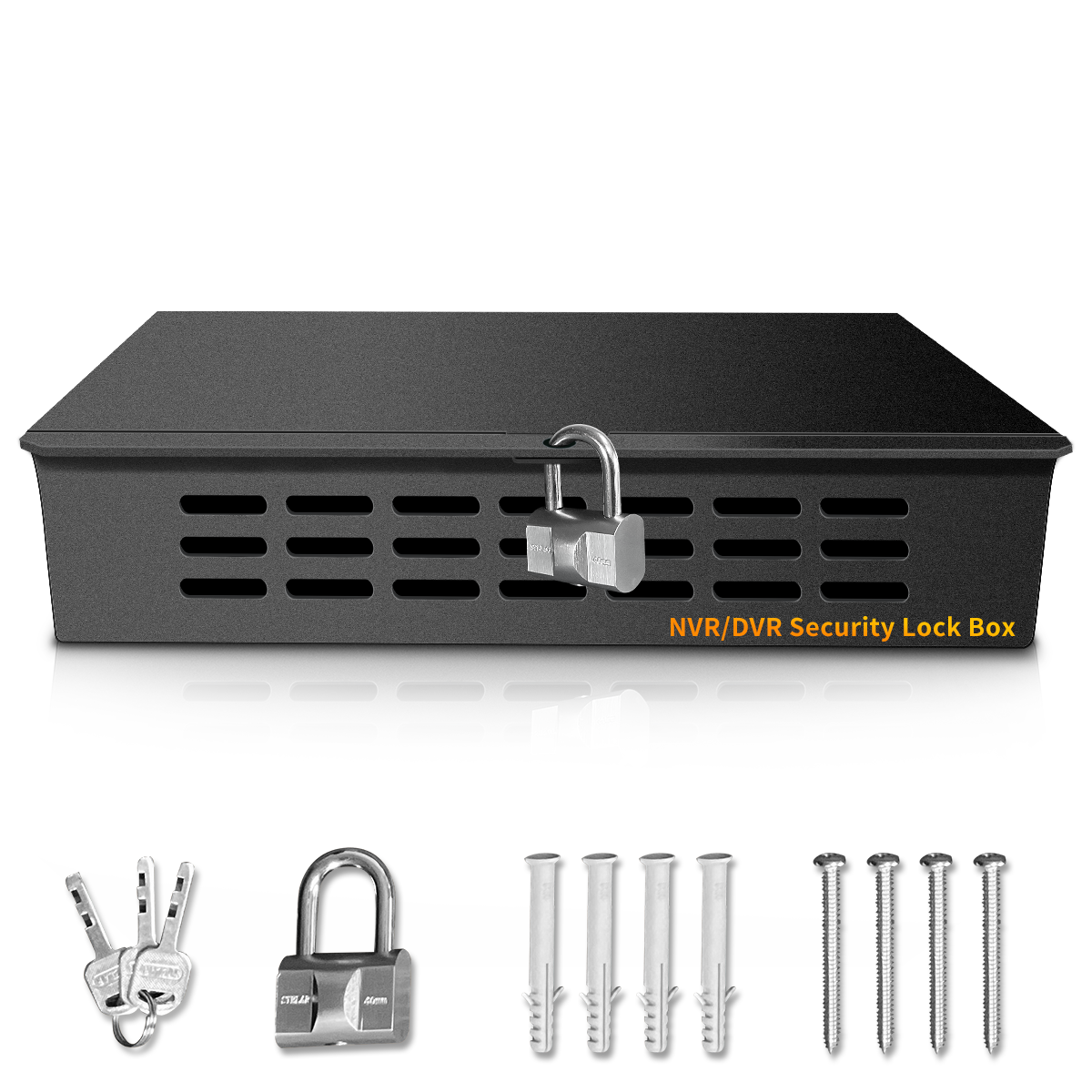 NVR/DVR Lock Box Heavy Duty Steel 9.13" x 10.7" x 2.48" for Wall or Floor Mount Enclosure, Metal Lockbox,Bulletproof-Grade Thick Steel Plate