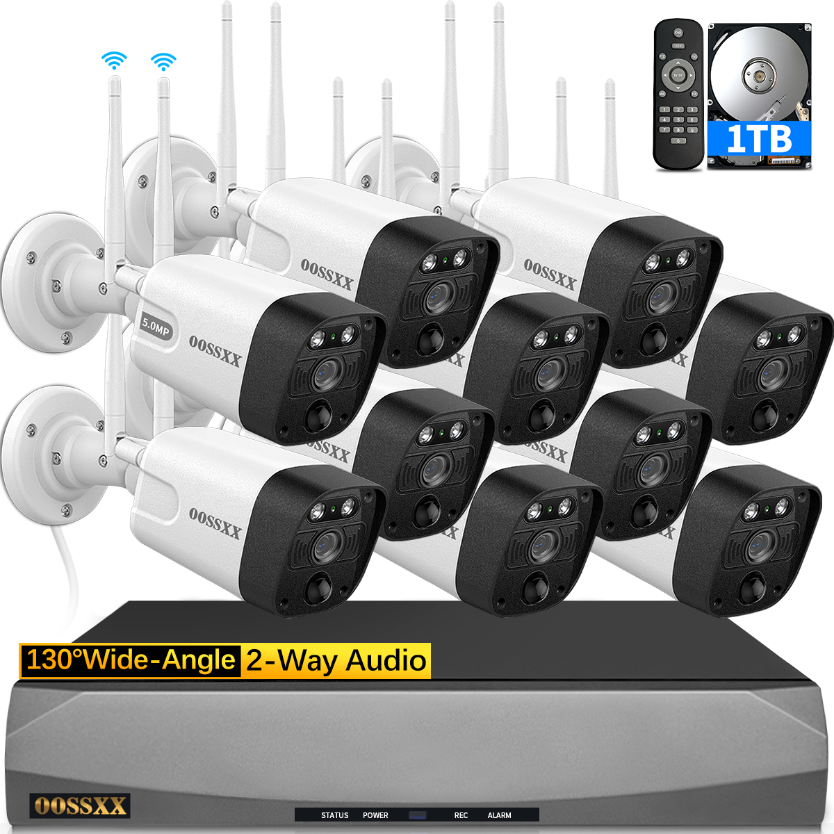 (2-Wege-Audio und PIR-Erkennung) Kabelloses Sicherheitskamerasystem für den Außenbereich mit zwei Antennen, 5,5 MP, Wi-Fi-Videoüberwachung