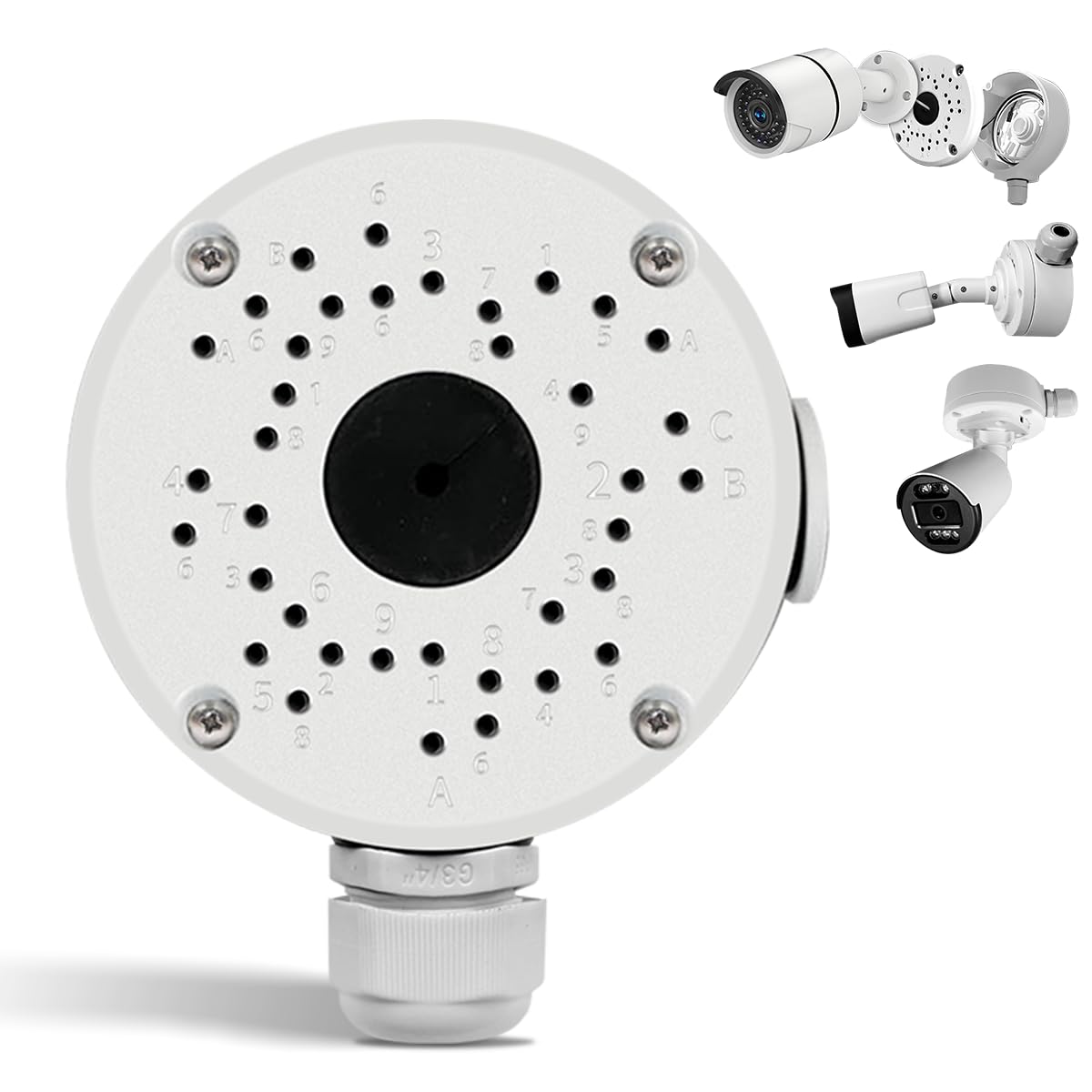 (New Upgrade) Security Camera Junction Box,Universal IP Camera Mount,Security Camera Bracket Outdoor,Metal Aluminum Waterproof