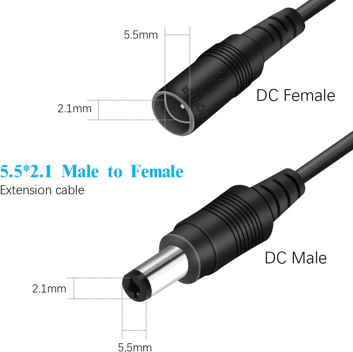 Power Extension Cable 33ft,DC 12V Plug Power Adapter Extension Cable for CCTV Security Camera,IP Camera,NVR
