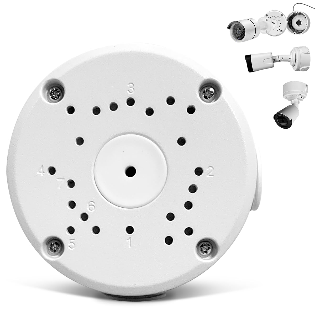 OOSSXX Junction Box Mount Bracket, Universal for Bullet Security Camera, Aluminum Waterproof Hide Cable Junction Box Compatible with Solar Panel, Fits Wall Ceiling