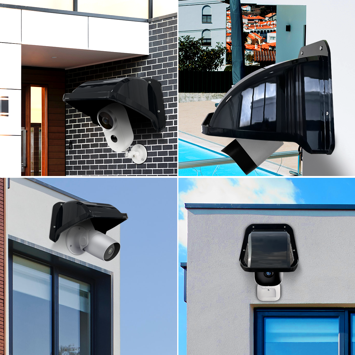 Universal Security Camera Sun Rain Cover Shield Cover Shield for Surveillance Cameras Protective Roof for Dome/Bullet Outdoor Camera (Black)