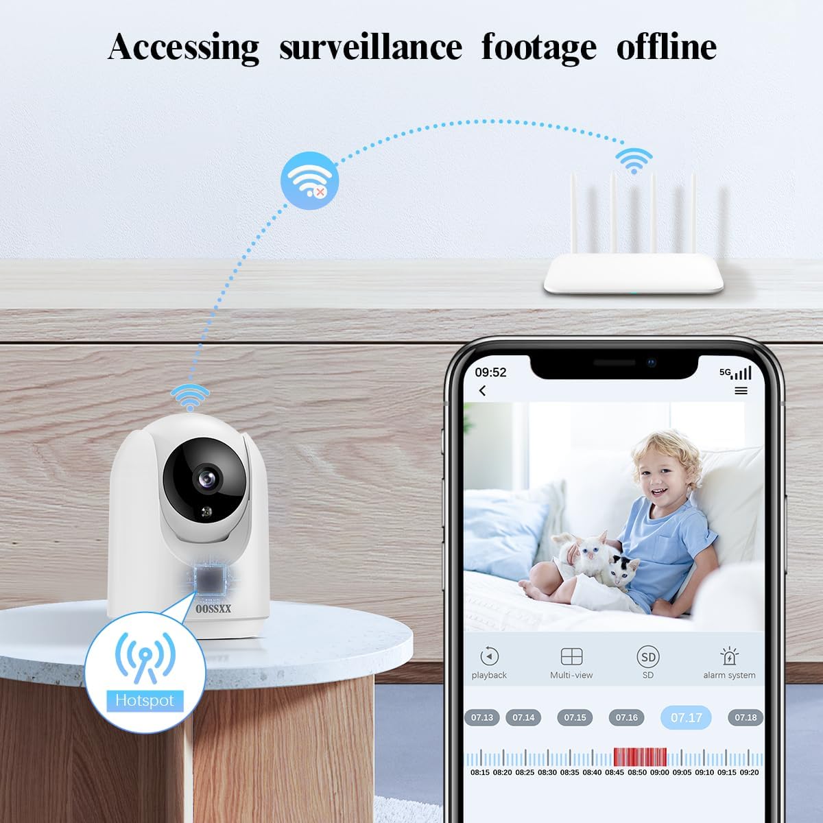 OOSSXX 2.7K Resolution 2-Way Audio Indoor Security Camera Video Baby Monitor and Pet Monitor Free App, PTZ Nanny Cam Smart Wireless Cameras 2-Way Talk for Home Video Surveillance 4-Packs