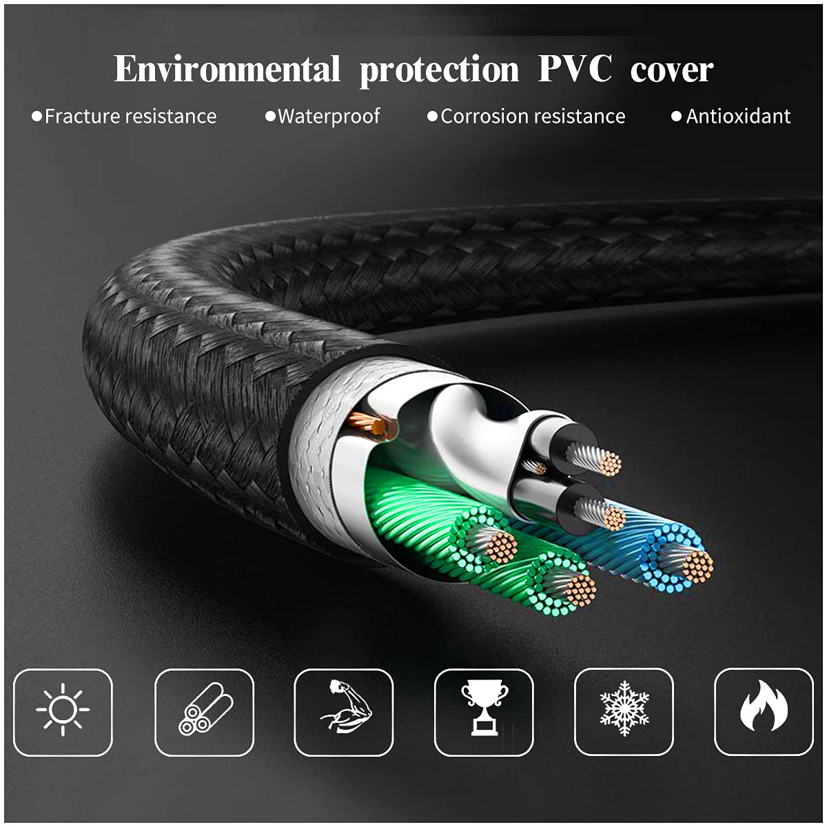 DC-Stromverteilerkabel, 1 Stecker auf 5 Ports, weiblich, 5,5 x 2,1 mm Stecker