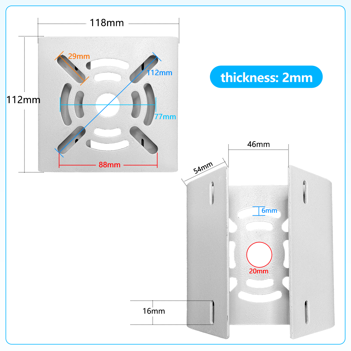 OOSSXX Universal Security Camera Wall Mount Bracket, Vertical Adapter for CCTV Camera Wall Mount, Pole Clamp Bracket, and Solar Panel Pole Mount for Outdoor Video Surveillance Equipment.