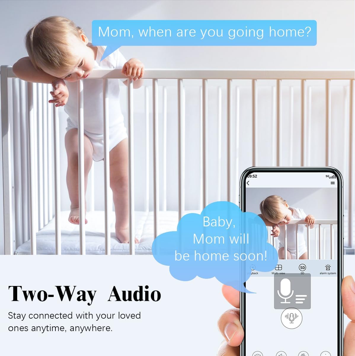 OOSSXX 2-Way Audio Indoor Security Camera, PTZ Nanny Cam Smart Wireless Cameras 2-Way Talk for Home Security Video Surveillance 1080P(4 Packs)