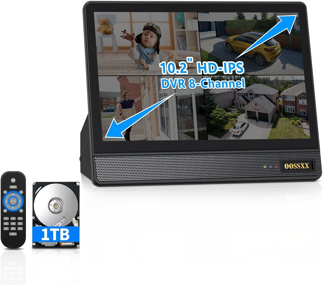 10.1'' All-in-One DVR Monitor 8-Channel Hybrid Capability 5-in-1 Digital Video Recorder 5.0MP HD Security DVR Recorder AHD/Analog/TVI/CVBS/IP Security Camera