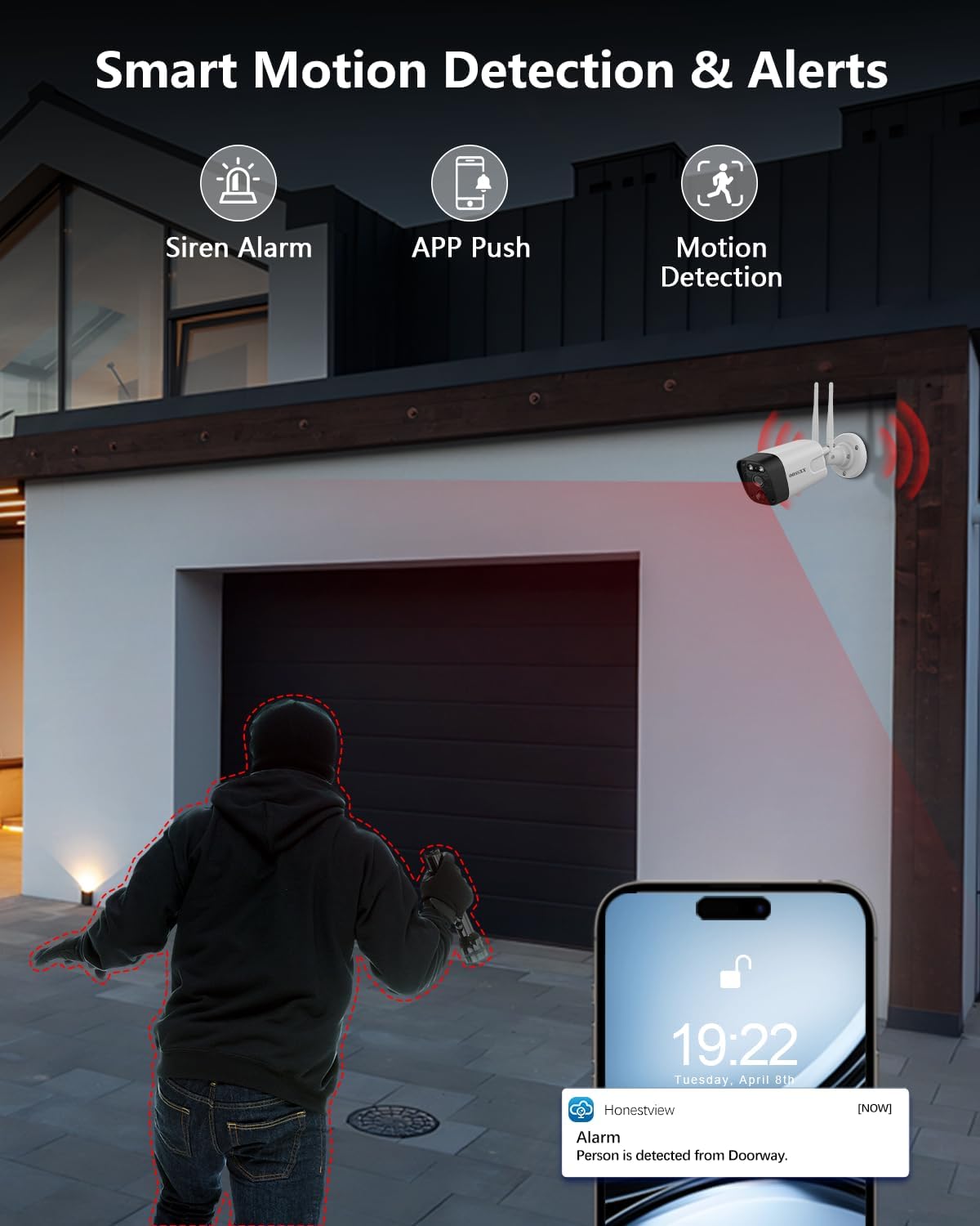OOSSXX (10’’ UHD Monitor) 2-Way Audio 2-Antennas Enchance WiFi Wireless 5MP PIR Outdoor Camera Wireless Home Security Cameras System with Monitor Indoor Video Surveillance DVR Set (Enjoy $10 Off Instantly)