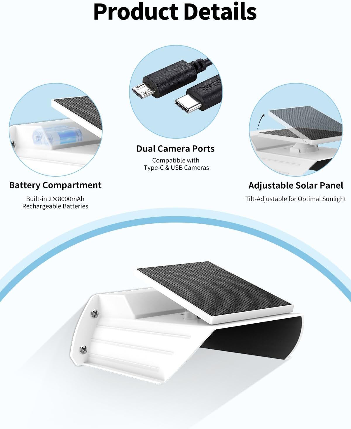 Solar Battery Panel Charging Cover Mount Compatible for Security Camera, Compatible with Blink Outdoor 4 (4th Gen)/Blink Outdoor XT3/XT2/XT Camera
