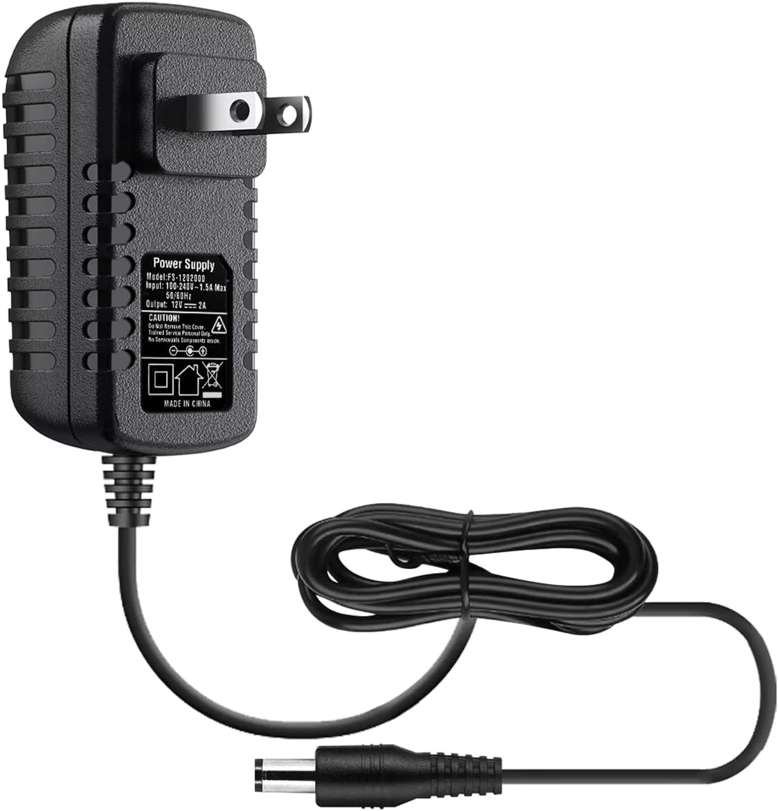OOSSXX AC 100-240V to DC 12V 2A 2000MA Power Supply Adapter Transformer Charger Wall Plug for CCTV Camera, DVR, NVR, Home Security Camera Surveillance System, LED Light Strip (3.3Ft Cord, 24 Watt Max)