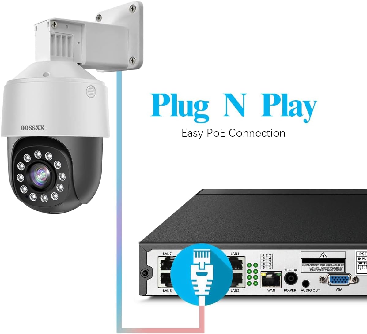 (POE NVR Netzwerk-Videorecorder 16-Kanal 4K) Unterstützt bis zu 16 x 8MP/4K IP-Kameras, Max. 8 TB Festplatte (HDD nicht im Lieferumfang enthalten) 8,0 Megapixel