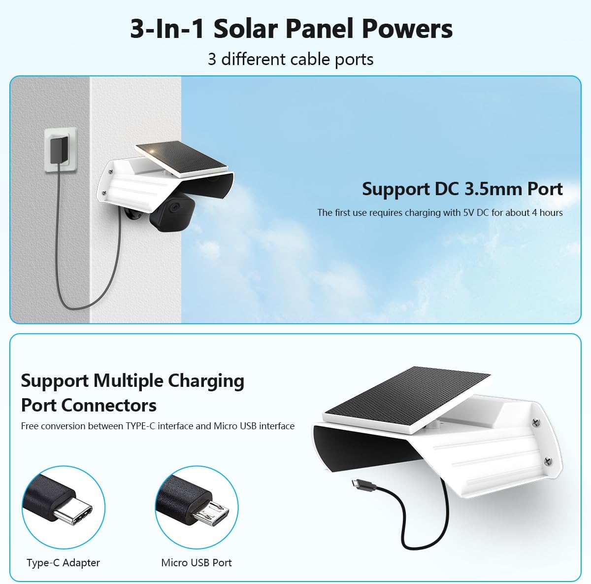 Solar Battery Panel Charging Cover Mount Compatible for Security Camera, Compatible with Blink Outdoor 4 (4th Gen)/Blink Outdoor XT3/XT2/XT Camera