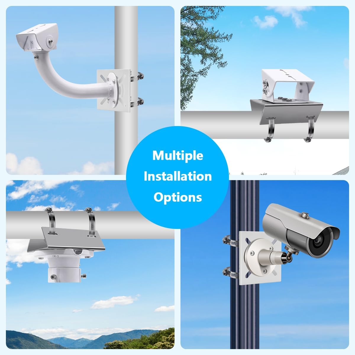 OOSSXX Universal Security Camera Wall Mount Bracket, Vertical Adapter for CCTV Camera Wall Mount, Pole Clamp Bracket, and Solar Panel Pole Mount for Outdoor Video Surveillance Equipment.