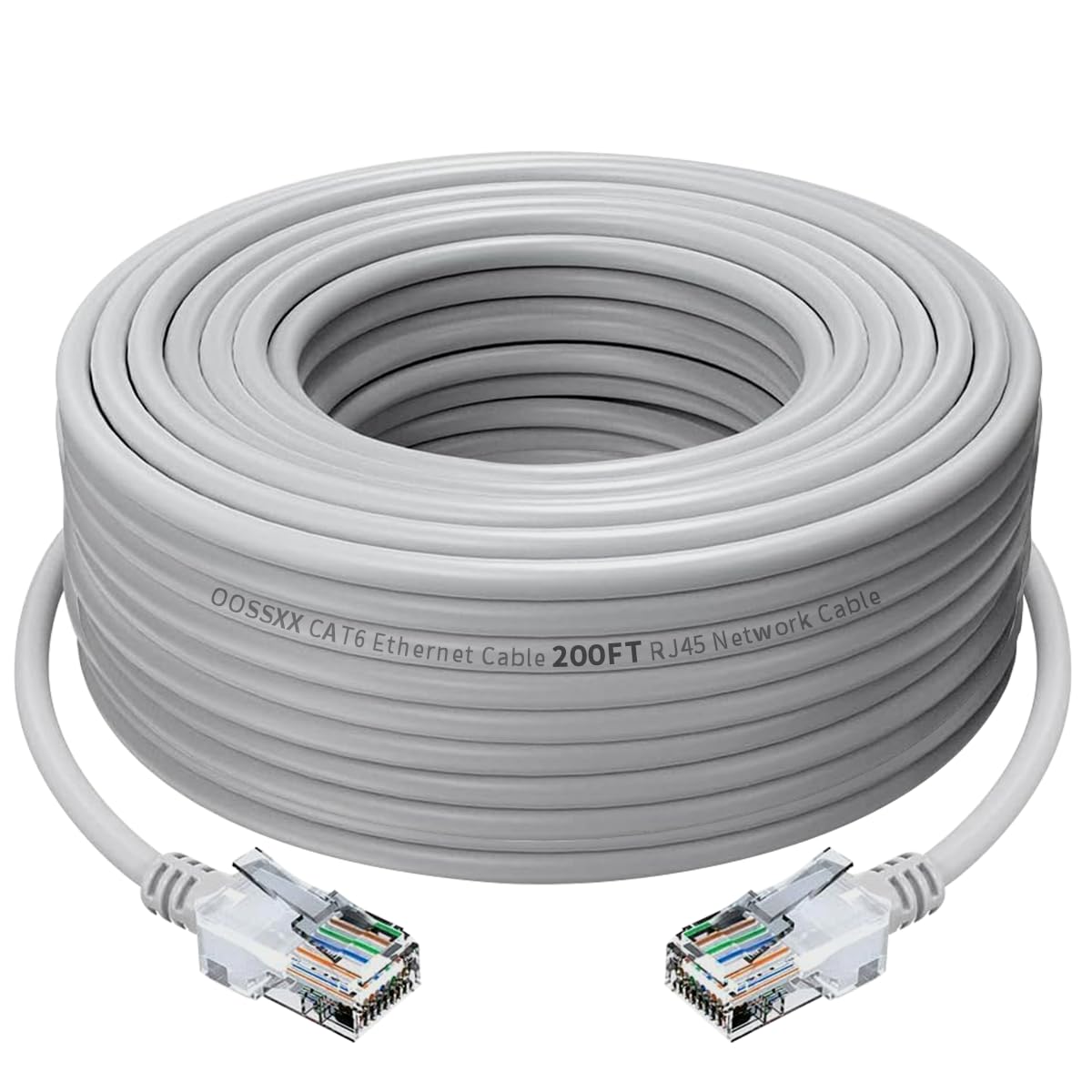OOSSXX 200FT Cat5e Ethernet Cable Bulk, Outdoor & Indoor Network Cable