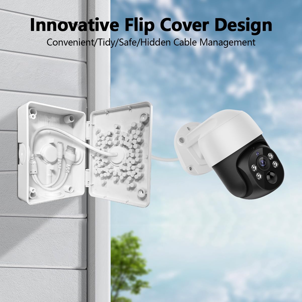 (Universal PTZ Camera Junction Box) Security Camera Bracket Outdoor, Plastic Waterproof Mount Bracket Hide Cable Junction Box, Only Compatible with PTZ Cameras