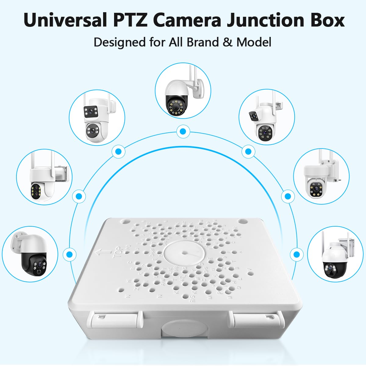 (Universal PTZ Camera Junction Box) Security Camera Bracket Outdoor, Plastic Waterproof Mount Bracket Hide Cable Junction Box, Only Compatible with PTZ Cameras